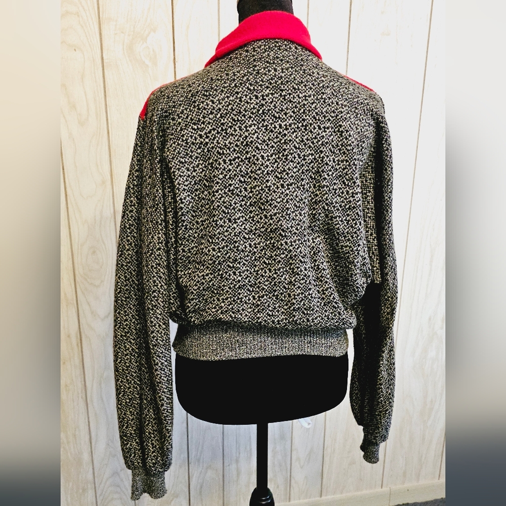 Vintage 80s Red & Black Batwing Sweater - Picture 8 of 13
